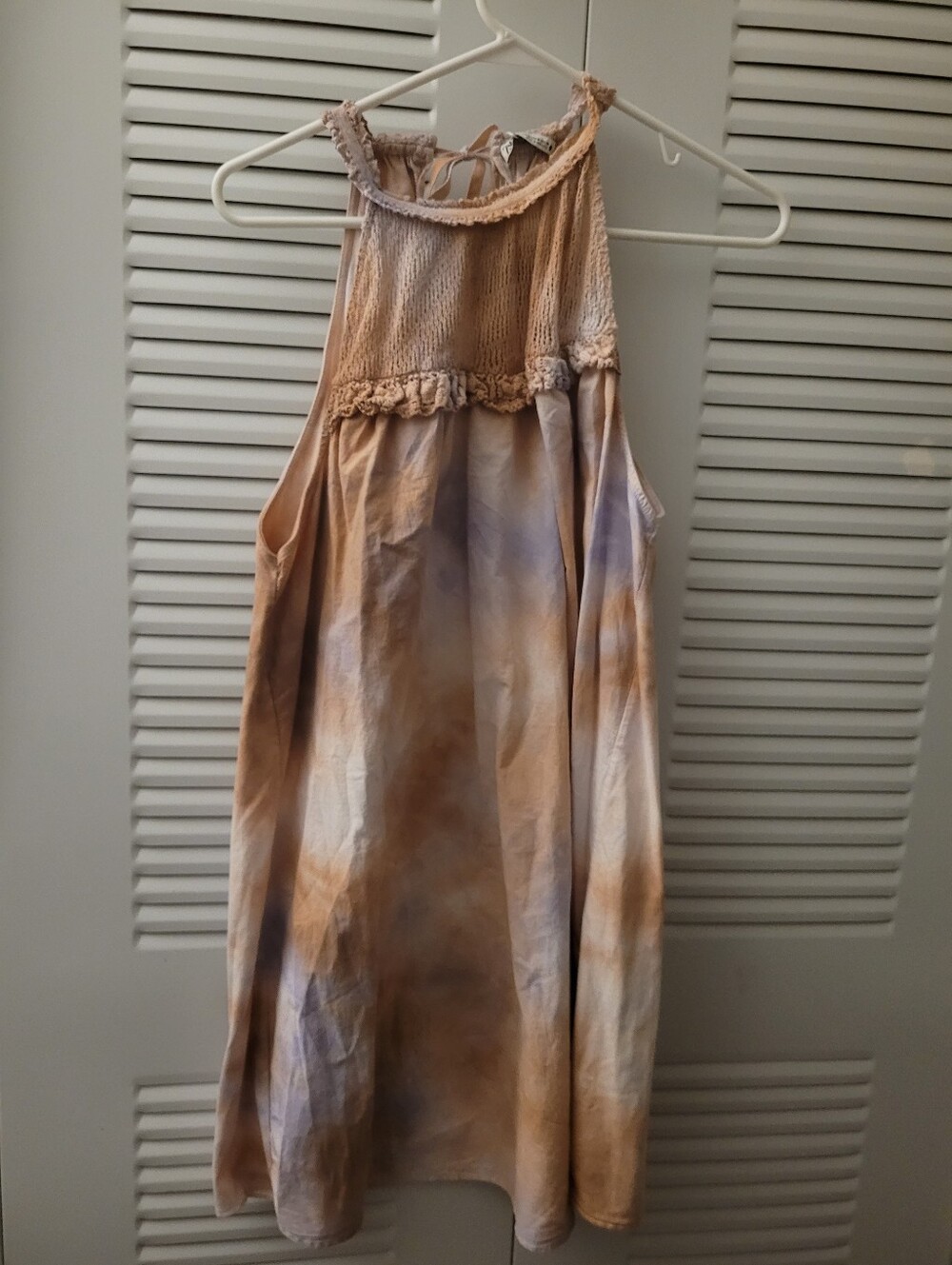 ZARA NWT Tie Dye Crochet High Neck Sleeveless Top Medium